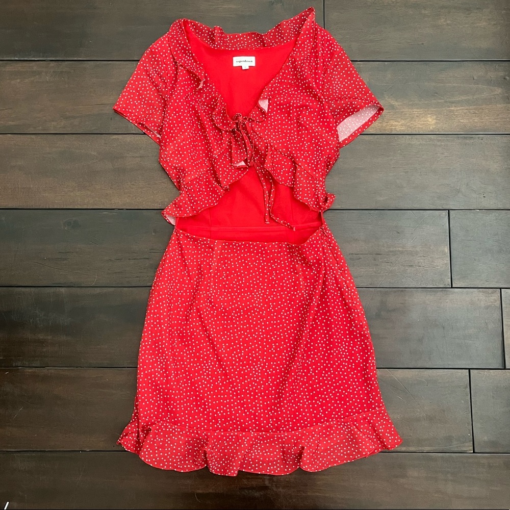Revolve Superdown Red Mercy Polka Dot Dress